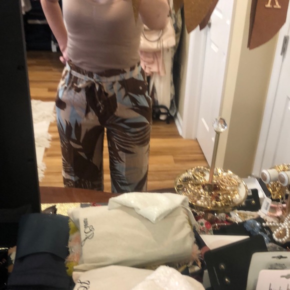 COPY - DRA Los Angeles Anthropologie Tropical Palm Print Pant Hawaii Wide Leg - Picture 3 of 12